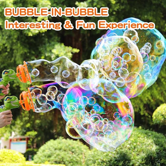 Dinosaur Bubble Blower Bubble Machine Gun for Kids and Toddlers Fun Big Bubble Wand Outdoor Toys for 3 4 5 6 7 8 Years Old Boys and Girls(Green)