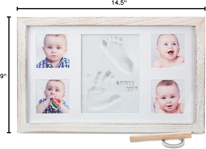 Little Hippo Baby Footprint Kit & Keepsake | Baby Handprint Kit | Baby Hand and Footprint Kit (Rustic White, Large)