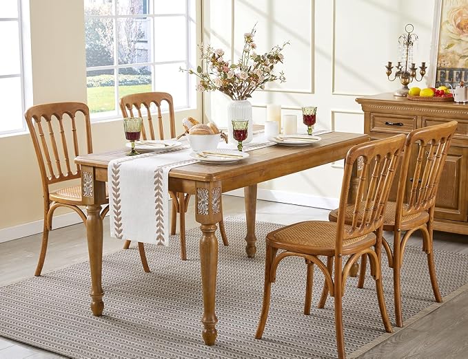 Wracra Embroidered Table Runner, Taupe Table Runners 108 Inches Long | - Image 6