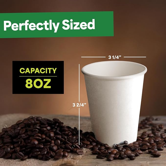 EconoHome 8 oz 100 Pack Disposable Coffee Paper Cups - Image 3