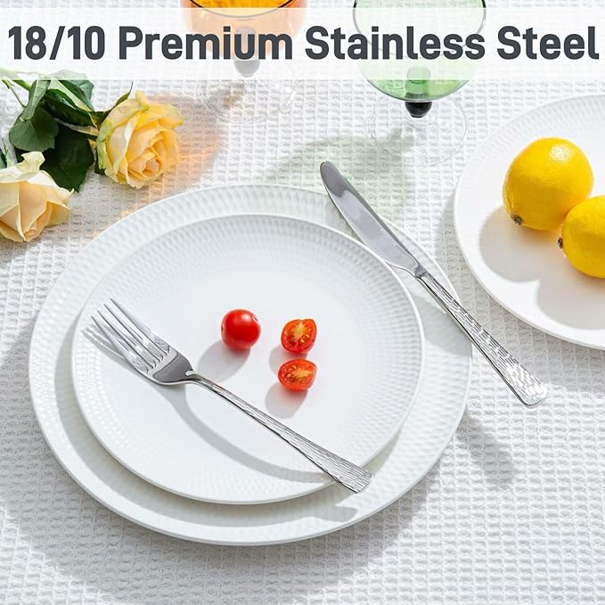 Silverware Set with Serving Utensils, 65 Piece Flatware Set, 18/10 Steel | - Image 4