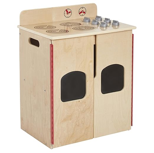 ECR4Kids Play Kitchen Stove, Wooden Playset, Natural