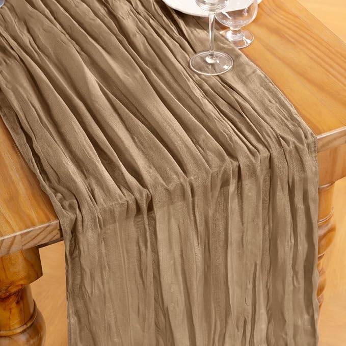 DeZerlor Nude Cheesecloth Table Runners 4 Pack Fall Runners | 120Inch Gauze - Image 2
