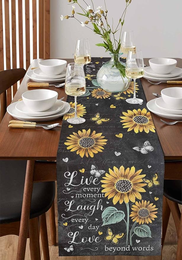 Retro Sunflower Table Runners 60 Inches Long, Spring Summer Farmhouse Table - Image 2