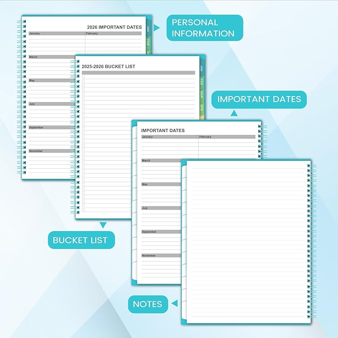 2026 Monthly Planner - JUL 2025 - DEC 2026, Academic Planner 2026, 18 Monthly Calendar with Colorful Tabs, Waterproof Cover (Blue, 8" x10", Notes)