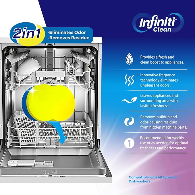 Dishwasher Cleaner and Deodorizer Tablets - Deep Clean Dishwasher Cleaner Tablets, Septic Safe, Natural Limescale Remover - Compatible with All Models (12 Pack)