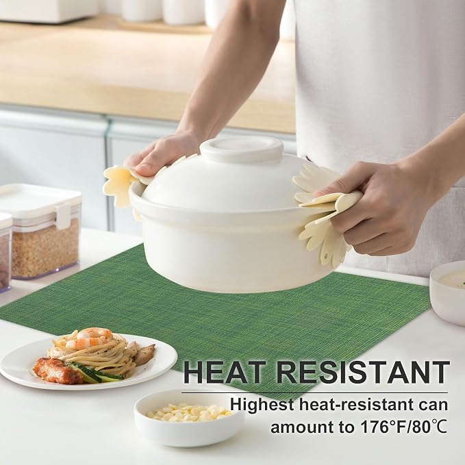 Vinyl Placemats Set of 8, PVC Woven Washable Non-Slip Table Mats, Heat - Image 2