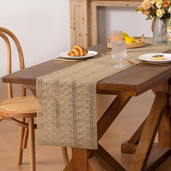 Burlap Boho Table Runner for Summer Home Decor 36 Inches Long, Easter Modern - Image 6