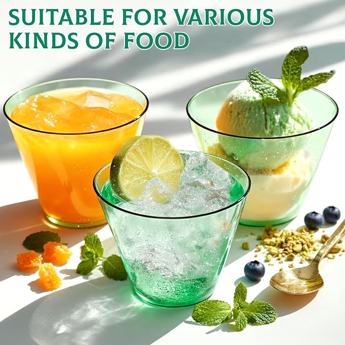 Glowserve 9 OZ Green Disposable Plastic Cups Cocktail Cup 50 Pack | Fancy - Image 6