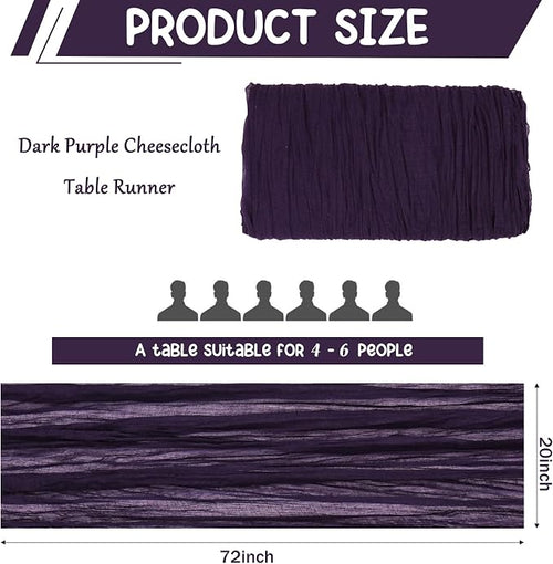 10 Pack Dark Purple Cheesecloth Table Runner 6FT Boho Gauze Fabric Table Runner - Image 2