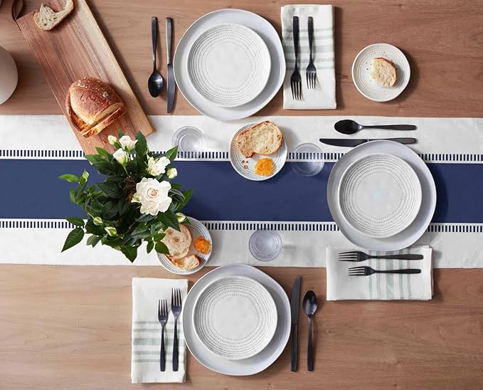 Navy Blue Stripes Table Runners 120 inches Long Farmhouse Table Runner Dresser - Image 3