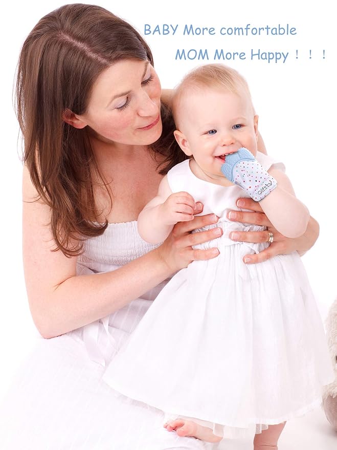 Giftty Teething Mitten Chew Mitt Baby Teether Glove - Self Soothing Teether, Teething Pain Relief Soothing Toy, Prevent Scratches - For 0-6 Months