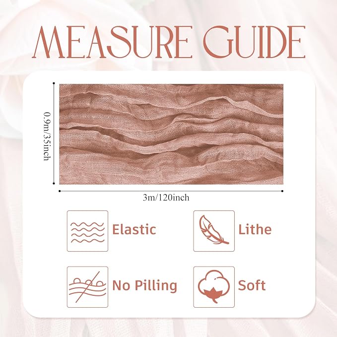 Cheesecloth Table Runner Dusty Pink 10FT Boho Gauze, 4 Pack | 120 Inch Cheese - Image 2