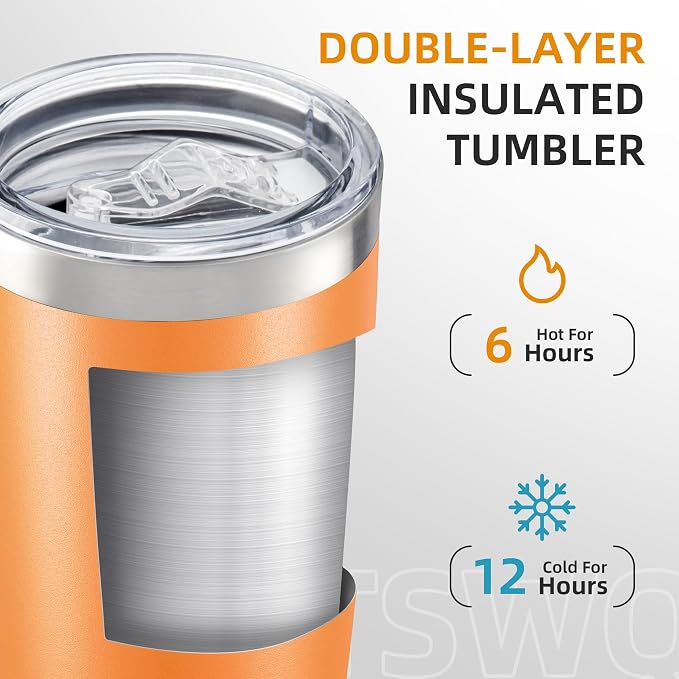 20oz Tumbler Bulk with Lid Stainless Steel Tumblers, 6 Pack | Leak Proof Lid - Image 2