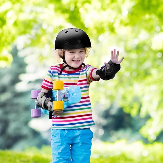 Kids Bike Helmet Set Adjustable for Children, Boys, Girls and Teenagers Aged 3-8 Years Includes Elbow, Knee, Wrist Guards Children's Helmet Protection Set for Bikes SkateboardsRollerskates