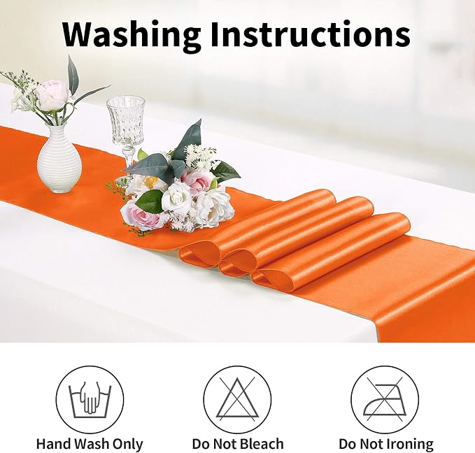 15-Pack Satin Table Runner Orange 12 x 108 inches Long, Table Runners - Image 2