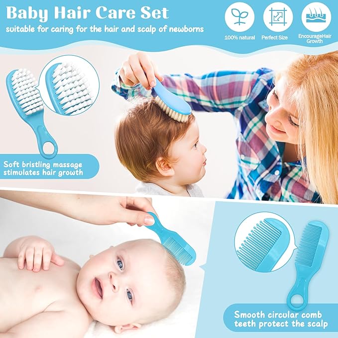 JIFTOK Baby Healthcare and Grooming Kit, 30 in 1 Baby Electric Nail Trimmer Set, Newborn Nursery Care Kit, Baby Essentials Set with Hair Brush Comb, Nail Clippers for Infant Toddlers Boys Girls (Blue)