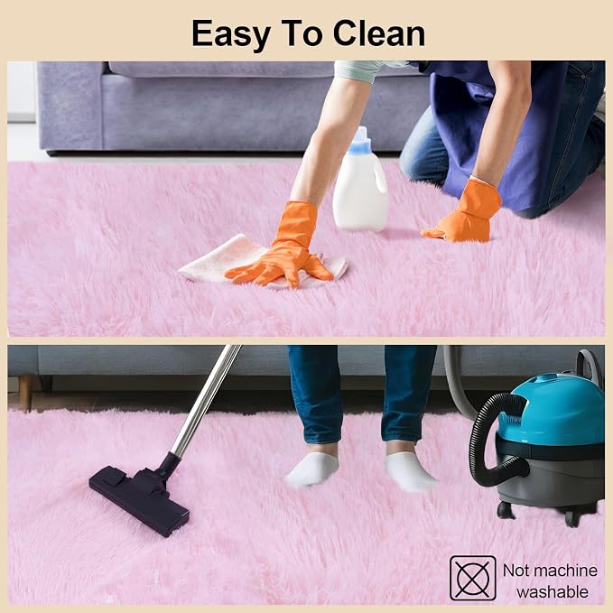 Mugorn Pink Fluffy Soft Rugs for Girls Bedroom, 3x5 Ft Small Shaggy Area Rugs - Image 5
