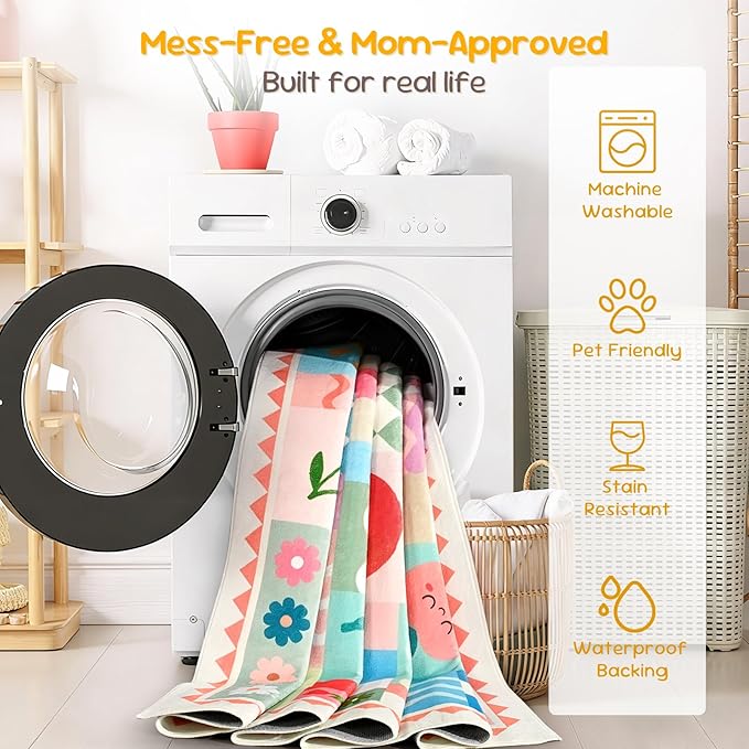 3x5 Washable Kid Bedroom Rug for Girls, Soft Non-Slip Toddler Playroom Carpet - Image 7