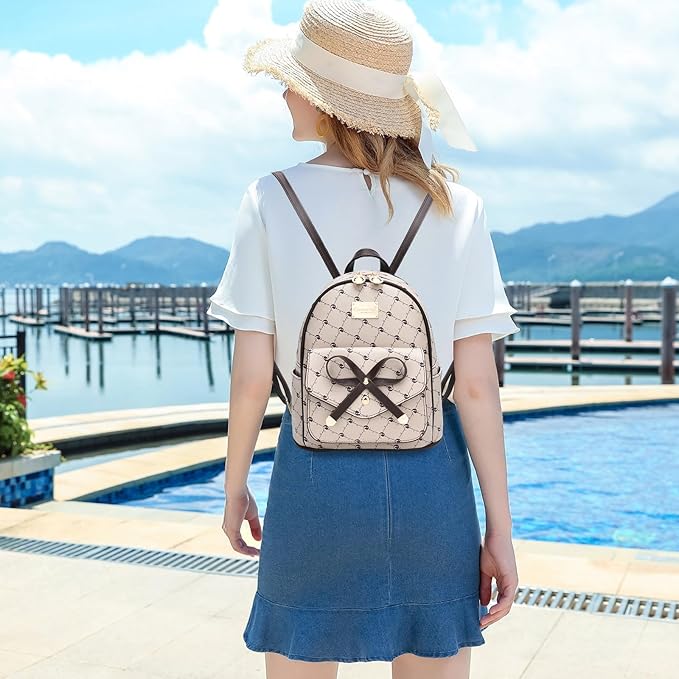 I IHAYNER Girls Bowknot Cute Leather Backpack Mini Backpack Purse for Women