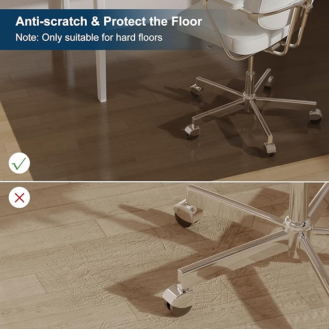 Floor Mat for Outdoor Indoor, 8'×10' Large Translucent Black Plastic Area Rug for Dining Room, Durable Non-Slip Hard Floor Living Room Rug, Waterproof Floor Protector for Garage, High Traffic Areas