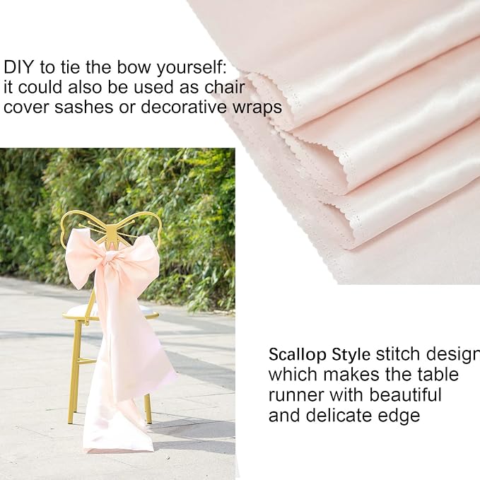 Rose Gold Satin Table Runners 12x108 Inches, 15 Pack | Silk and Smooth Fabric - Image 5
