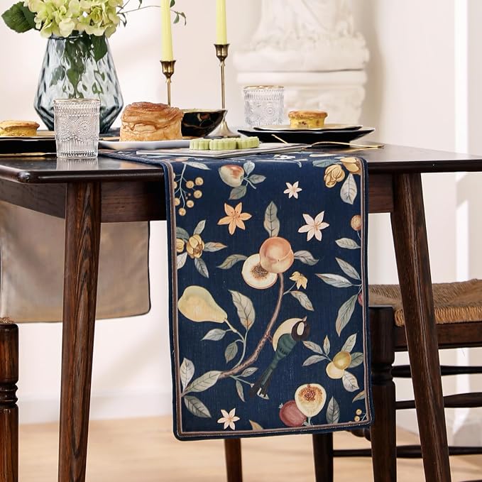 bilin gaier Designer Vintage Linen Small Table Runner, Floral Pattern, Dining - Image 7