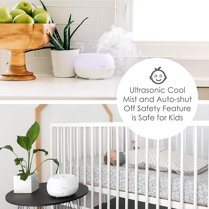 Crane Portable Ultrasonic Travel Humidifier and Diffuser, 0.2 Gallon Cool Mist, Optional Essential Oil Diffuser, No Filter Needed, White