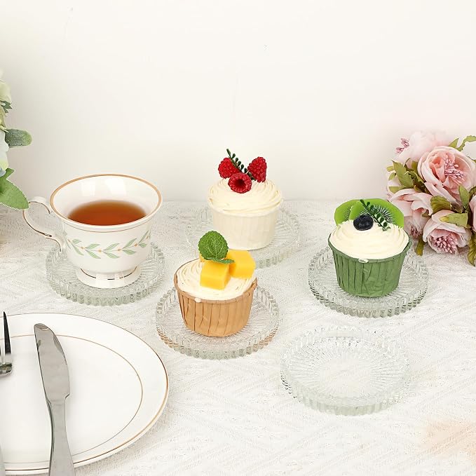 JUXYES Set of 8 Heat-Resistant Clear Glass Coaster - Image 7