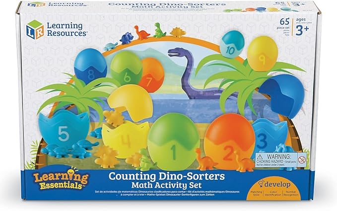 Learning Resources Counting Dino-Sorters Math Activity Set, Dinosaur Sorting Toy, 65 Pieces, Ages 3+