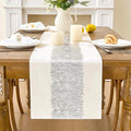 Metallic Style Silver Table Runner, Table Runners 108 Inches Long | Cotton by Aiimart