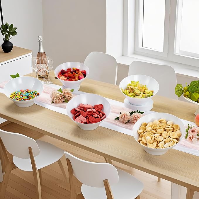 BESTVIP 54 Oz White Plastic Angled Serving Bowls, 12 Pack | Disposable Bowls - Image 5