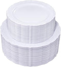 U-QE 100 Pcs White Plastic Plates by U-QE