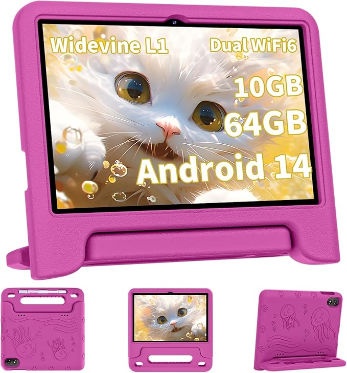 2025 Upgraded Android 14 Tablet, 10inch Kids Tablet, Octa-core CPU, 10GB+64GB+1TB Expand Tablets for Kids with Kids Space, Parental Control, 6000mAh Big Battery, HD Touchscreen Display Tableta