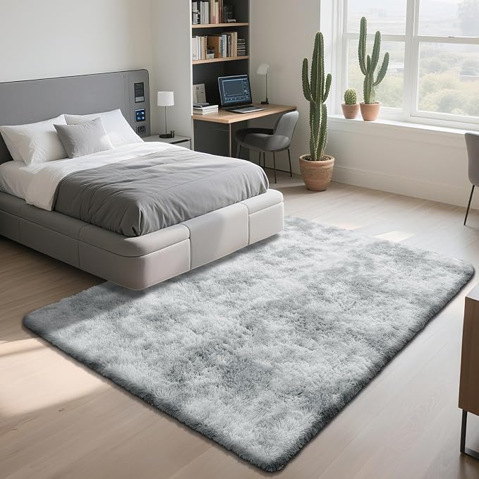 Fluffy Rug Shag Area Rug, Mottling Grey 3x5 Area Rugs - Image 3