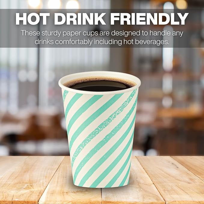 Disposable Coffee Cups, To Go Paper Hot Cups, Water Blue - Image 3
