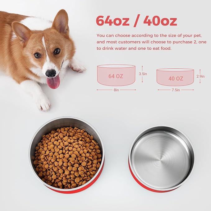 WENBOKMIN Dog Bowl, Stainless Steel Food and Water Bowl, Dishwasher Safe - Image 2