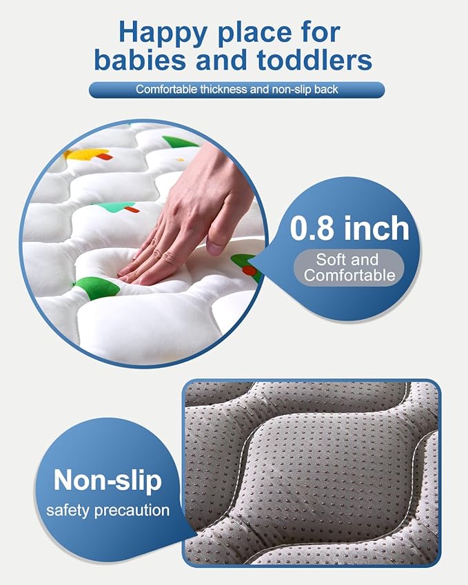 Odorless Premium Foam Baby Play Mat 79" x 59", Soft Microfiber Fabric Crawling Mat for Floor- Comfortable and Hypoallergenic, Non-Slip Cushioned Floor Playpen mat for Infants,Babies,Toddlers