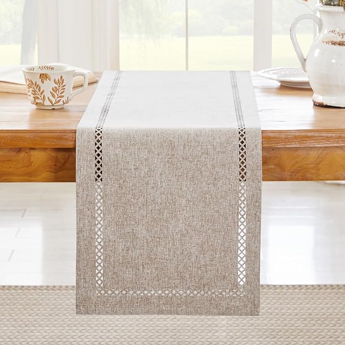 Rustic Burlap Table Runner, Coffee Table Runners 108 inches Long | Double Layer - Image 7