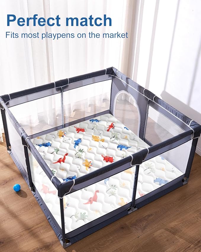 Odorless Premium Foam Baby Play Mat 79" x 63", Soft Microfiber Fabric Crawling Mat for Floor- Comfortable and Hypoallergenic, Non-Slip Cushioned Floor Playpen mat for Infants,Babies,Toddlers