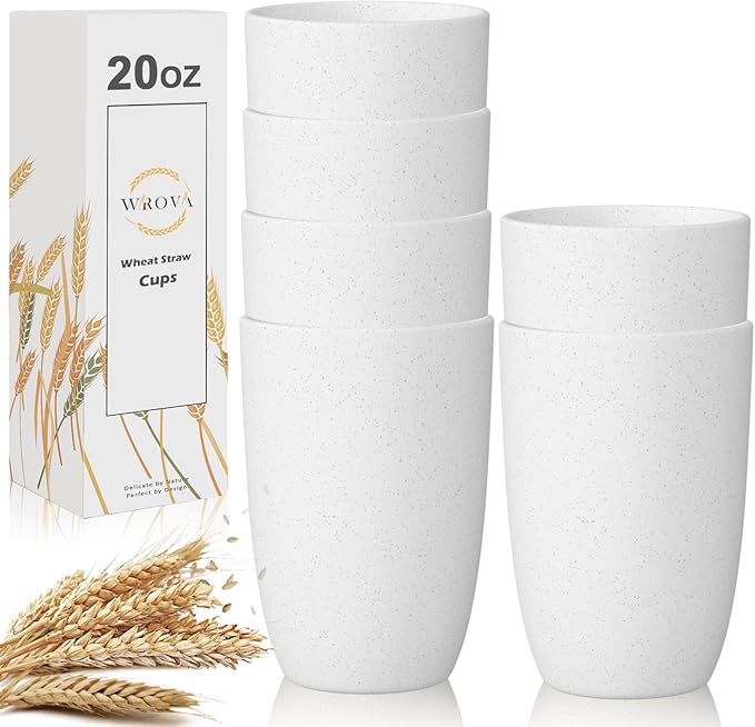 Wrova Wheat Straw Cups 6 Set of 6 Good Alternative to Plastic Reusable Cups 20 by WROVA