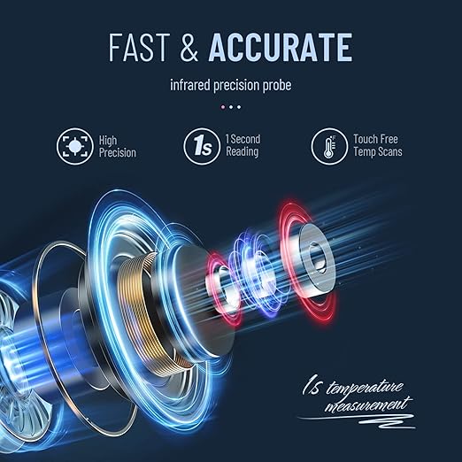 Forehead Thermometer for Adults and Kids, Digital Infrared Thermometer with Fever Alarm, Fast Accurate Results, Easy to use