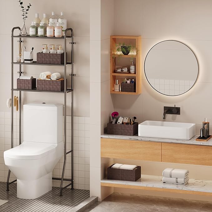 Woven Storage Baskets, Storage Bins, Cube Basket Container Baskets Storage Boxes Organizers for Clothes /Shelves/ Closet, Set of 6 (Brown)