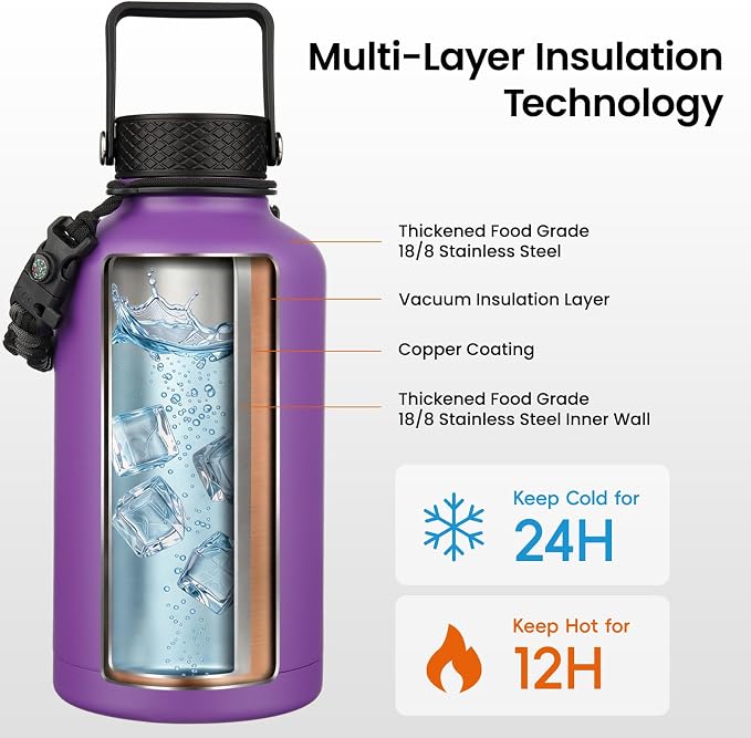 Konokyo 87 oz Insulated Stainless Steel Water Bottle Jug - Image 3