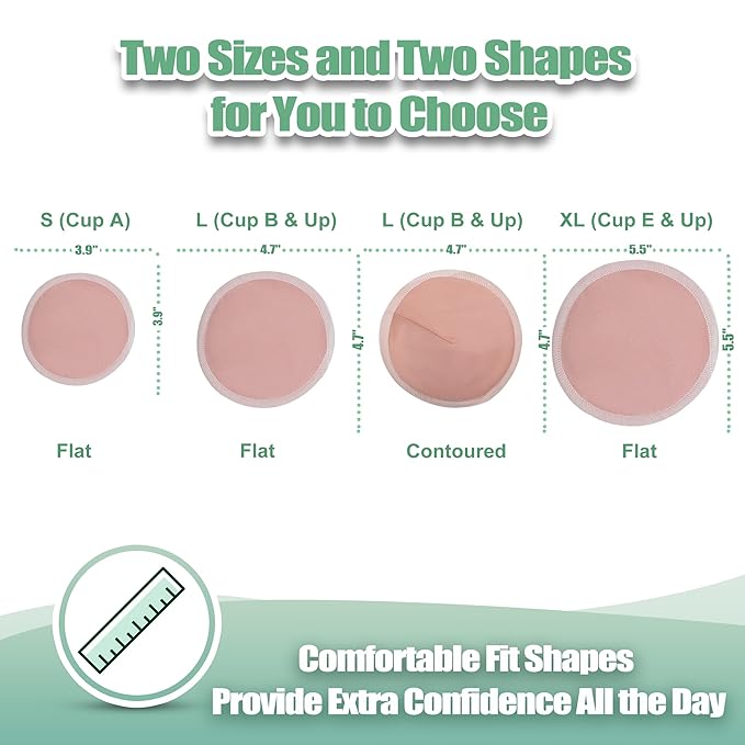 wegreeco Nursing Breast Pads (14 Pack) + Laundry Bag & Travel Storage Bag, 4.7 inch - Washable & Reusable Breastfeeding Nursing Pads (Mild, Large, Contoured Shape)