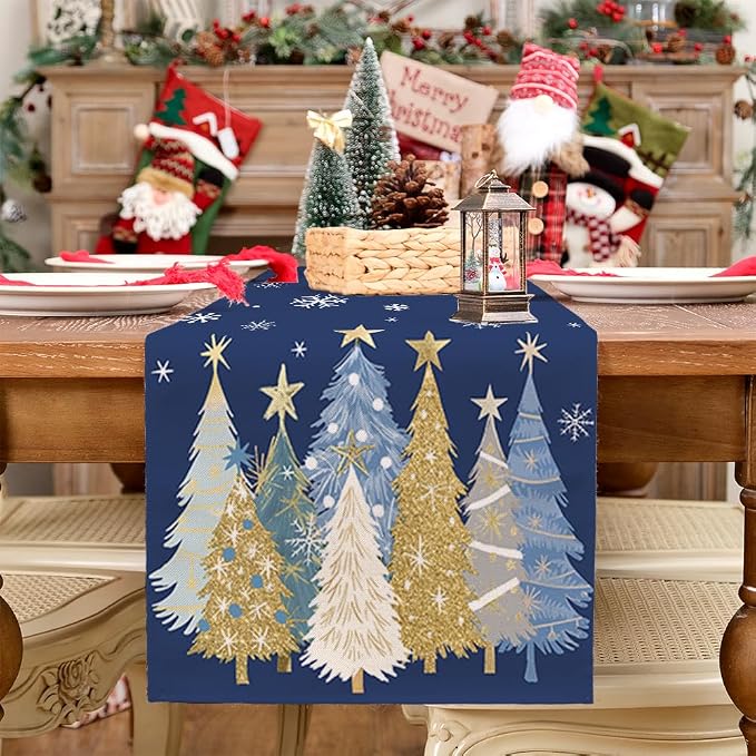 Christmas Table Runner 13x48 Inch, Xmas Trees Snowflakes Holiday Decorative - Image 7