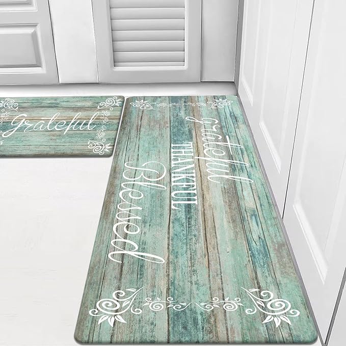 HEBE Anti Fatigue Kitchen Mat Set of 2 Non Slip Cushioned Kitchen Mats by HEBE