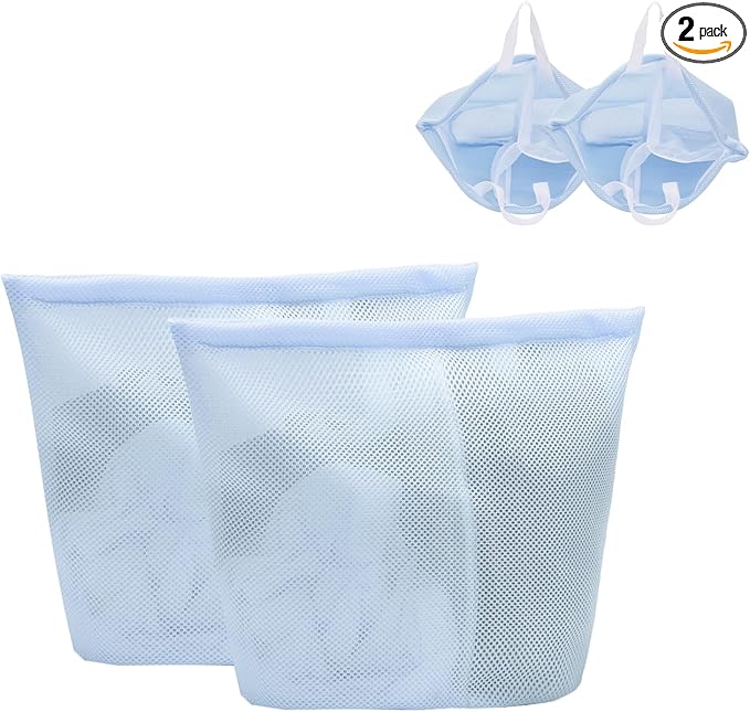 2 Pcs Special Zoning laundry bag for delicates with handles mesh laundry bags washing machine laundry totes travel storage and sorting bag(Blue2)