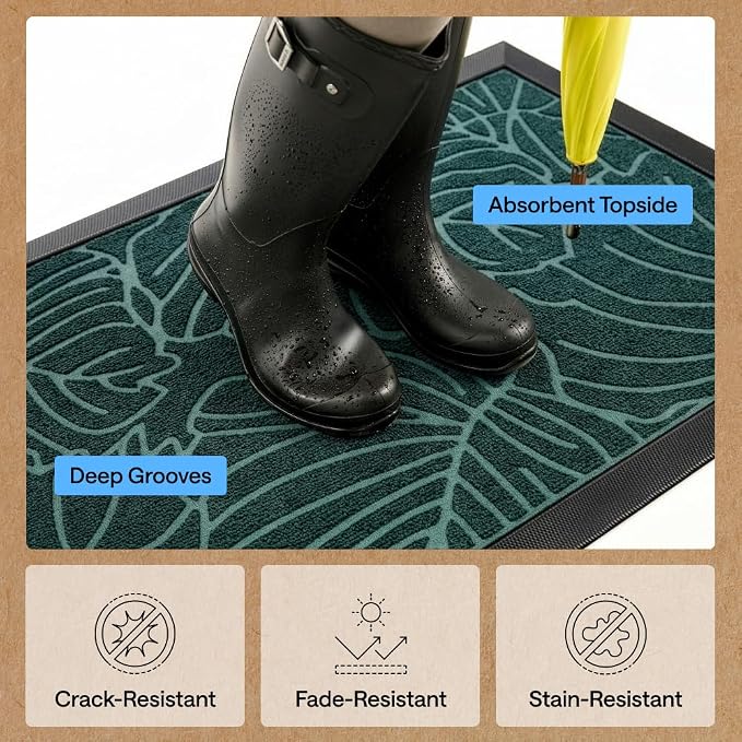 GORILLA GRIP 100% Waterproof All-Season WeatherMAX Doormat, US Designed Natural - Image 5