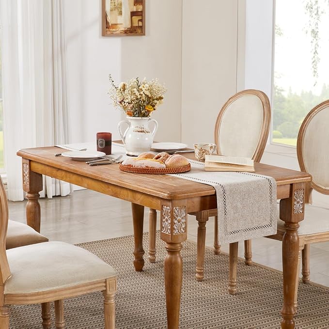 Rustic Burlap Table Runner, Coffee Table Runners 72 inches Long | Double Layer - Image 5